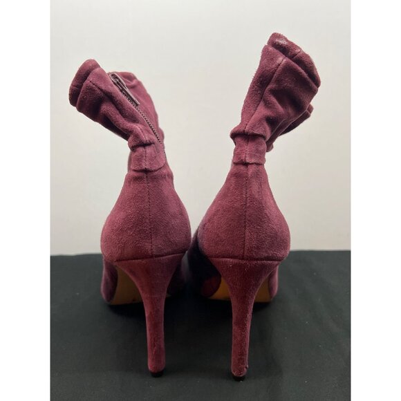 Vince Camuto Womens VC-Keyna Peep-Toe Ankle Booties Size 8M Plum Suede Leather U - Picture 4 of 11